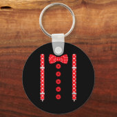 Women's Funny Hearts Bow Tie Suspenders Valentine' Sleutelhanger (Voorkant)