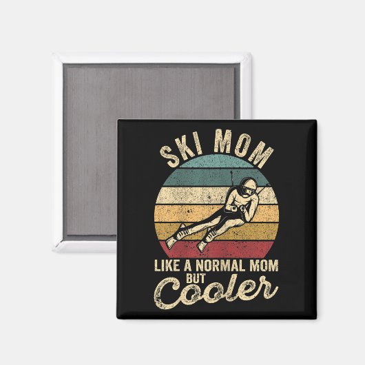 Womens Funny Skiing Mum Skier Mothers Day Winter S Magneet (Voorkant / Achterkant)