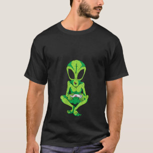 Womens Gaming Alien Console Video Game Controller T-shirt