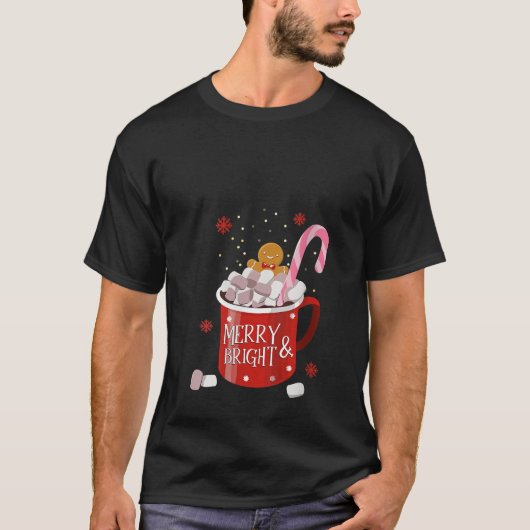 Womens Gingerbread Retro Merry And Bright Christma T-shirt (Voorkant)