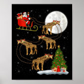 Womens Giraffe Santa Sleigh Flying Funny Magical C Poster (Voorkant)