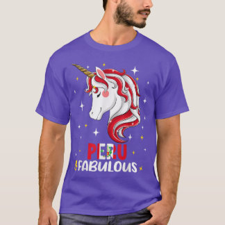 Womens Girl Peruvians Peru Flag Unicorn Women T-shirt