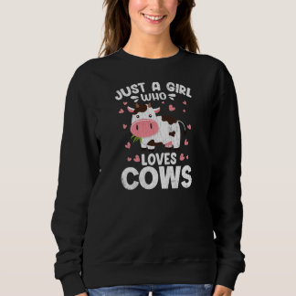 Womens Girl Who Loves Cows Cute Cows Animal Graphi Trui