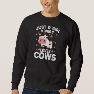 Womens Girl Who Loves Cows Cute Cows Animal Graphi Trui