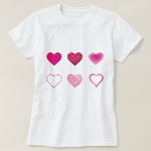 Womens Girls T-Shirt Pink Valentijns Hearts