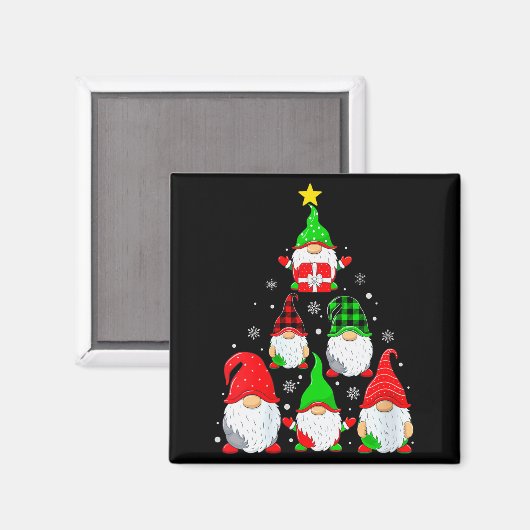 Womens Gnomes Christmas Tree Pajamas Funny Gnome H Magneet (Voorkant / Achterkant)