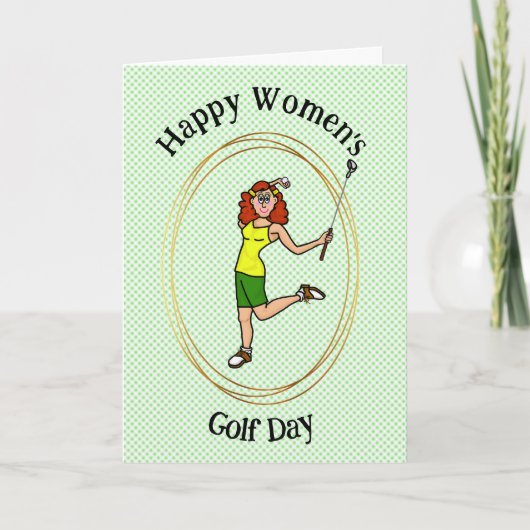 Women's Golf Day Kaart - Rode Haired Vrouw Golfer (Voorkant)