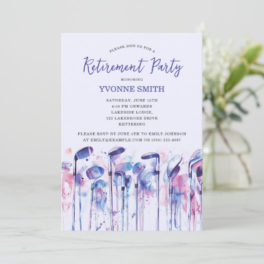 Women's Golfing Pensioen Party Uitnodiging (Staand voorkant)