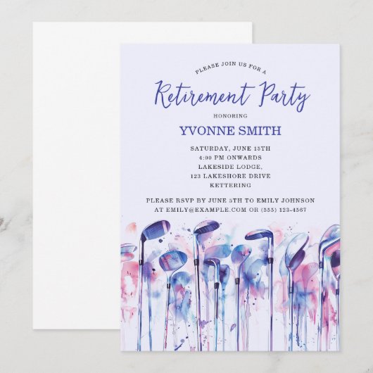 Women's Golfing Pensioen Party Uitnodiging (Voorkant / Achterkant)