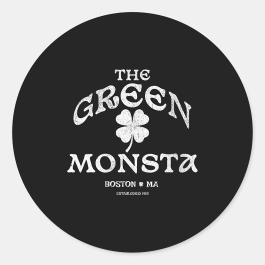 Womens Green Monsta Funny Boston M New England Srt Ronde Sticker (Voorkant)