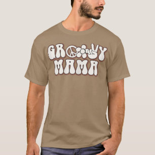 Womens Groovy Mama Retro mam Hippie Birthd T-shirt