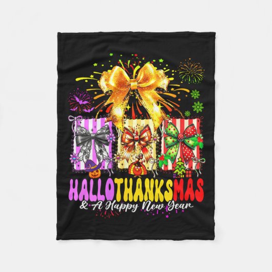 Womens Hallothanksmas & A Happy New Years Eve Fleece Deken (Voorkant)