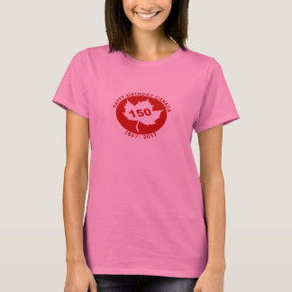 Womens Happy Birthday Canada Tshirt (wit op rood)