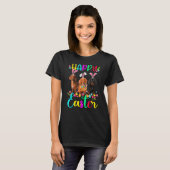 Womens Happy Paast Drie Dachshund Wearing Bunny T-shirt (Voorkant volledig)