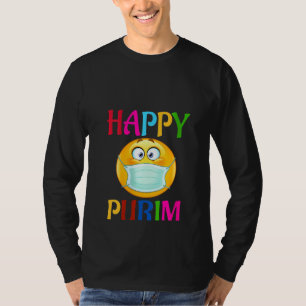 Womens Happy Purim Costume Funny Jewish Face Mask T-shirt