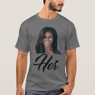 Womens Her Michelle Obama Blue Small Classic Fit V T-shirt