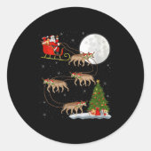 Womens Hyena Santa Sleigh Flying Funny Magical Chr Ronde Sticker (Voorkant)