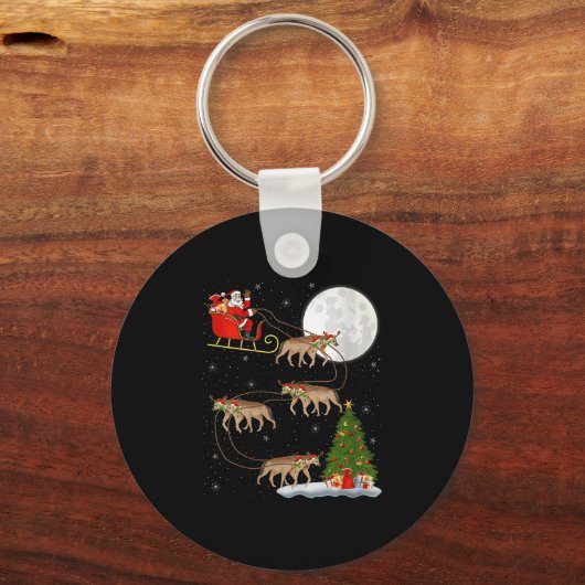 Womens Hyena Santa Sleigh Flying Funny Magical Chr Sleutelhanger (Voorkant)