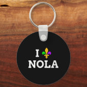 Womens I Love New Orleans Fleur De Lis Heart Souve Sleutelhanger (Voorkant)