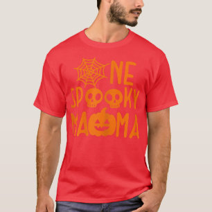 Womens JO5E One Spooky Mama Pumpkin Autumn Ma Hal T-shirt
