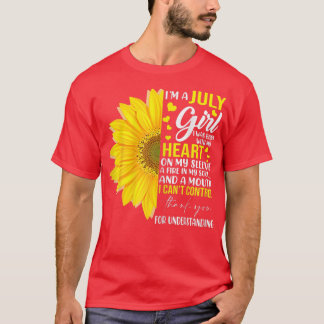 Womens July Girl Sunflower Matching Girl Born On J T-shirt
