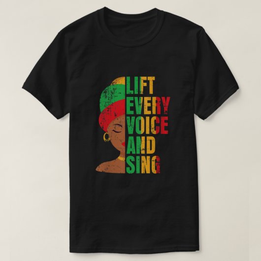 Womens Juneteenth tilt elke stem en zingt zwart T-shirt (Design voorkant)