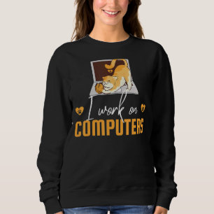 Womens kat mam ik werk aan computerkat trui