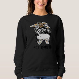 Womens Kat Moeder Leven Messy Bun Print Kat Moeder Trui