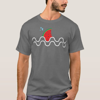 Womens Kawaii Watermeloen Shark Fin Tropical Fruit T-shirt