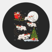 Womens Lar Bear Santa Sleigh Flying Funny Magical Ronde Sticker (Voorkant)