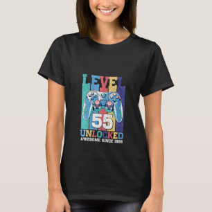 Womens Level 55 Unlocked Video Game 55th Birthday T-shirt