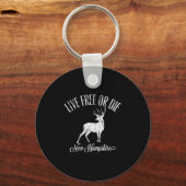 Womens Live Or Die New Hampshire Distressed Deer A Sleutelhanger (Voorkant)