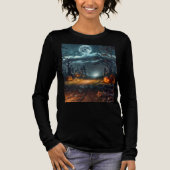 Women's long sleeve halloween pumpkins t-shirt (Voorkant)