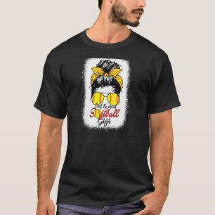 Womens Loud & Proud Softball Gigi Messy Bun Leopar T-shirt