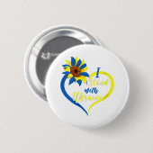 Womens Love Heart Ukraine Sunflower Oekrainian Ronde Button 5,7 Cm (Voorkant /achterkant)