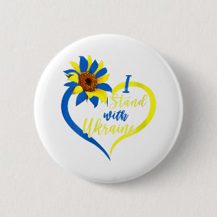 Womens Love Heart Ukraine Sunflower Oekrainian Ronde Button 5,7 Cm