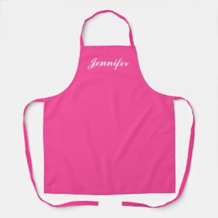 Womens Magenta Hot Pink Script Monogram Chef Schort