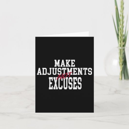 Womens Make Adjustments Not Excuses Motivational Q Kaart (Voorkant)