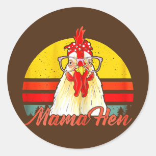 Womens Mama Hen Chicken Mama Crazy Lady Lover Ronde Sticker