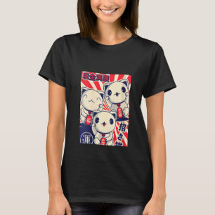 Womens Maneki Nekos Lucky Cats Succes Feng Shui T-shirt