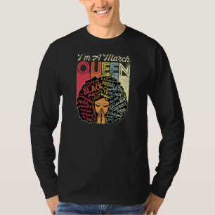 Womens March Queen Birthday African American Black T-shirt