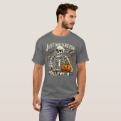 Womens Mens Just Waiting For Halloween Skeleton Su T-shirt (Voorkant volledig)