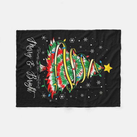 Womens Merry & Bright Merry Christmas Tree Tie Fleece Deken (Voorkant (Horizontaal))