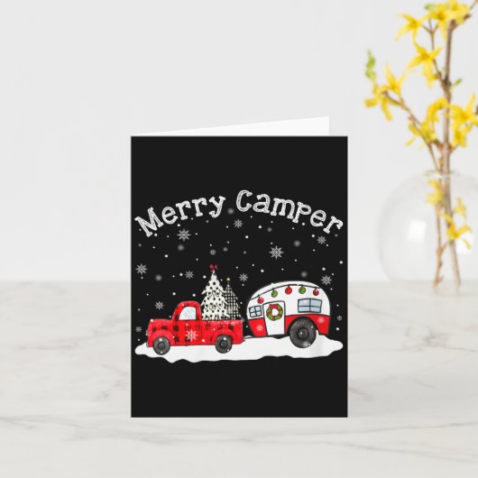 Womens Merry Camper Christmas Santa Claus Camng Re Kaart (Gele Bloem)
