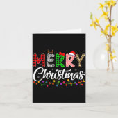 Womens Merry Christmas Lights Santa Family Xmas Pa Kaart (Gele Bloem)