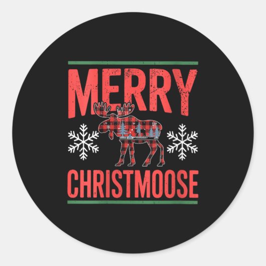 Womens Merry Christmoose Holiday Moose Ugly Sweate Ronde Sticker (Voorkant)
