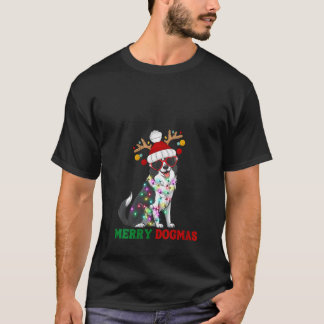 Womens Merry Dogmas Funny Border Collie Dog Christ T-shirt