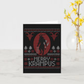 Womens Merry Krampus Horror Creepy Evil Funny Ugly Kaart (Gele Bloem)