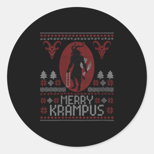 Womens Merry Krampus Horror Creepy Evil Funny Ugly Ronde Sticker (Voorkant)