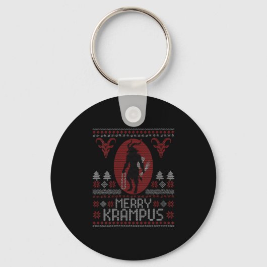 Womens Merry Krampus Horror Creepy Evil Funny Ugly Sleutelhanger (Voorkant)